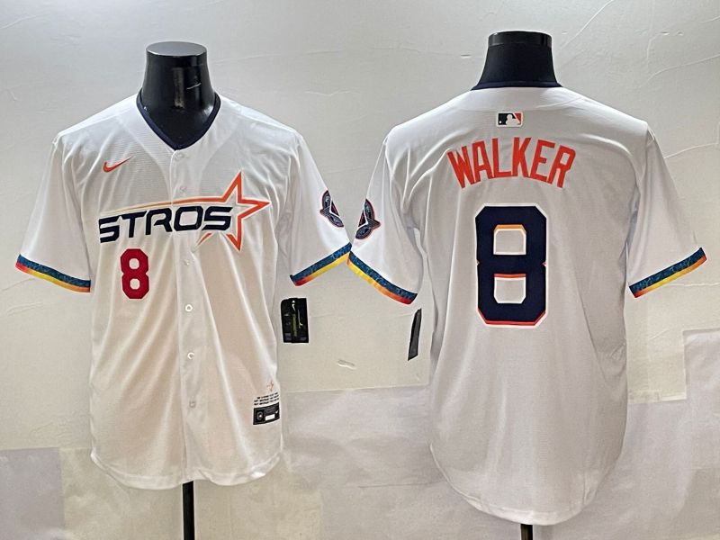 Men Houston Astros #8 Walker White Four generations Joint Name 2025 Nike MLB Jersey style 2